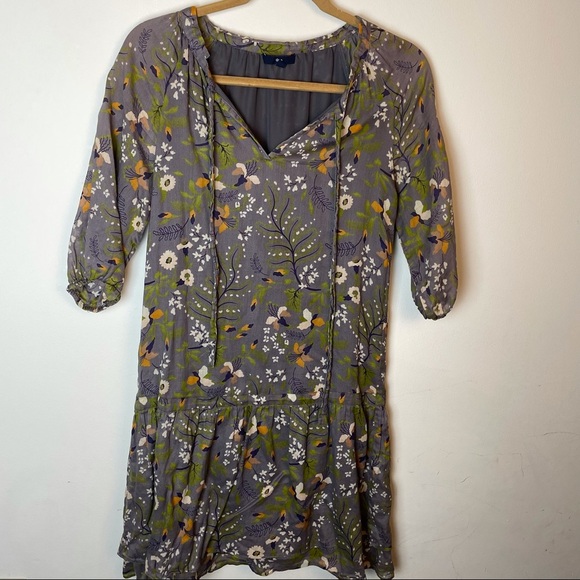 GAP Floral Tree Taupe Mini Spring Dress Size XS - Picture 1 of 11